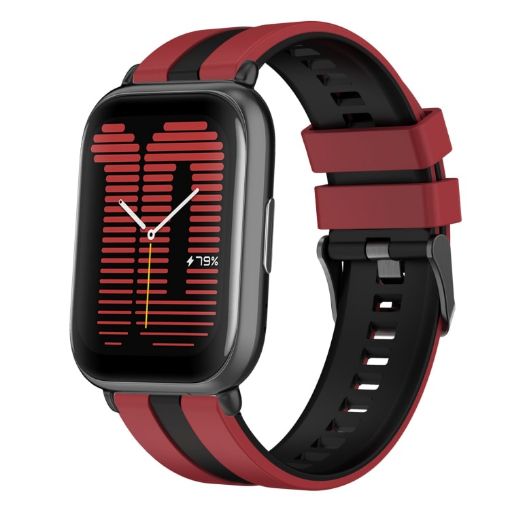 Amazfit Active 20mm Two-Color Silicone Watch Band Red+Black Sports - 1