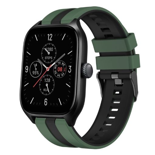 Amazfit GTS 4 20mm Two-Color Silicone Watch Band Olive Green Black - 1