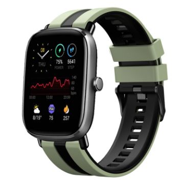 Amazfit GTS 4 Mini 20mm Two-Color Silicone Watch Band Light Green/Black - 1