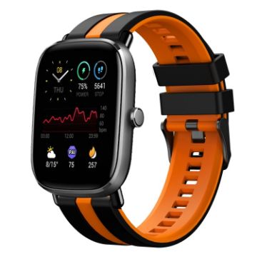 Amazfit GTS 4 Mini 20mm Black+Orange Sports Silicone Watch Band - 1