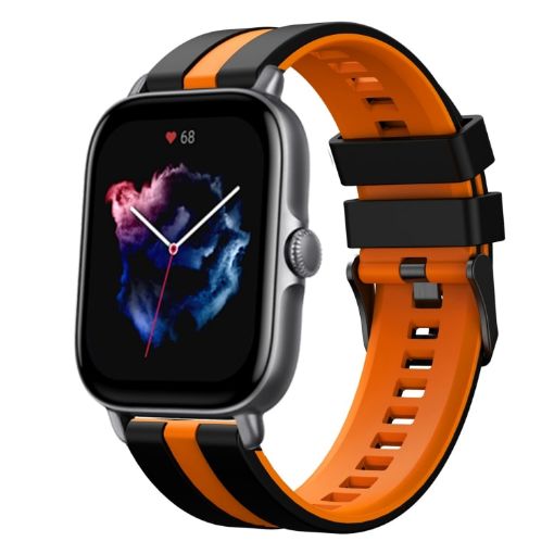 Amazfit GTS 3 20mm Black+Orange Two-Color Sports Silicone Band - 1