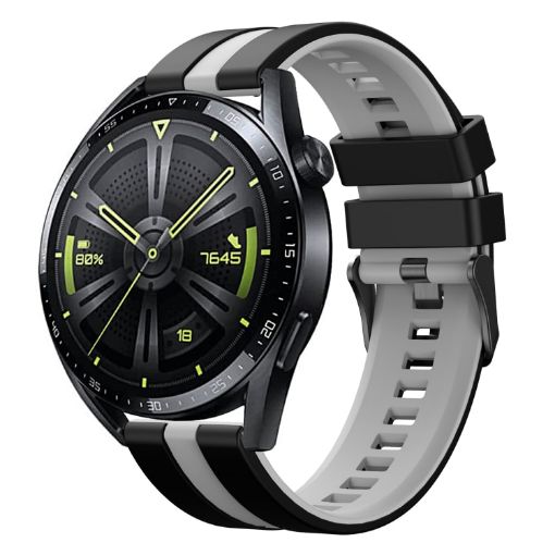 Amazfit GTS 2E 20mm Black+Grey Two-Color Sports Silicone Watch Band - 1