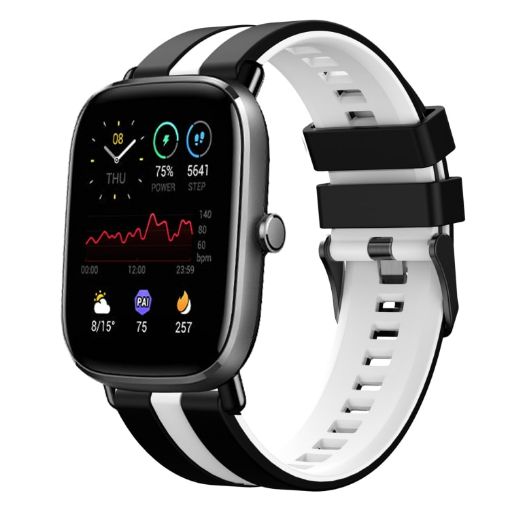 Amazfit GTS 2 Mini 20mm Black+White Sports Silicone Watch Band - 1