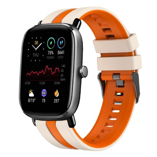 Amazfit GTS 2 Mini 20mm Two-Color Silicone Watch Band Starlight/Orange - 1