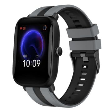 Amazfit Pop 20mm Two-Color Sports Silicone Watch Band Grey Black - 1