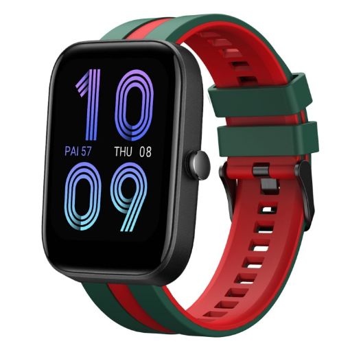 Amazfit Bip3 20mm Two-Color Green+Red Sports Silicone Watch Band - 1