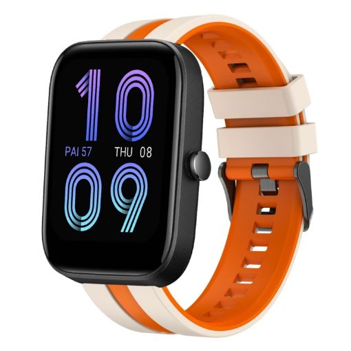 Amazfit Bip3 Pro 20mm Two-Color Silicone Watch Band Starlight/Orange - 1