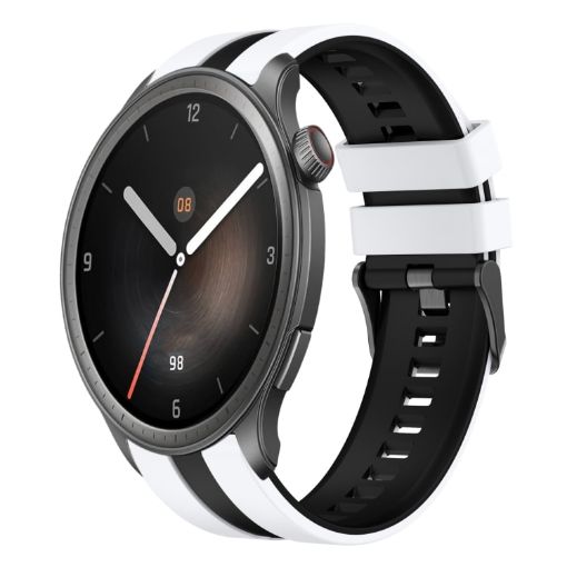 Amazfit Balance 22mm Two-Color Sports Silicone Watch Band White Black - 1