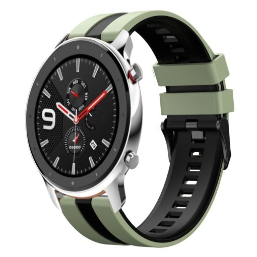 Amazfit GTR 4 22mm Two-Color Silicone Watch Band Light Green Black - 1