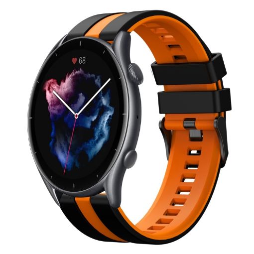 Amazfit GTR 3 22mm Black+Orange Two-Color Sports Silicone Watch Band - 1