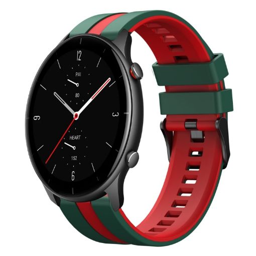 Amazfit GTR 2e 22mm Green+Red Two-Color Sports Silicone Watch Band - 1