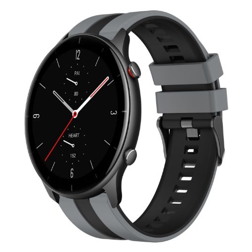 Amazfit GTR 2e 22mm Grey+Black Two-Color Sports Silicone Watch Band - 1