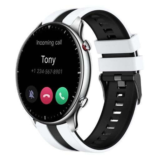 Amazfit GTR 2 22mm Two-Color Silicone Watch Band White Black - 1