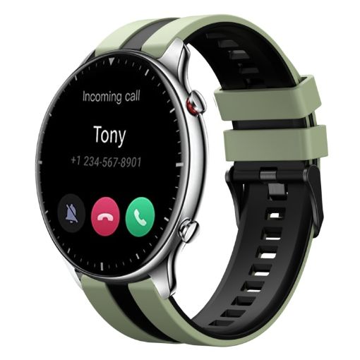 Amazfit GTR 2 22mm Two-Color Silicone Watch Band Light Green Black - 1