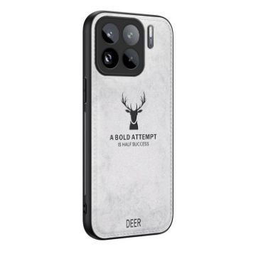 Xiaomi 15S Pro Deer Head Cloth Skin Phone Case - White, All-Inclusive - 1