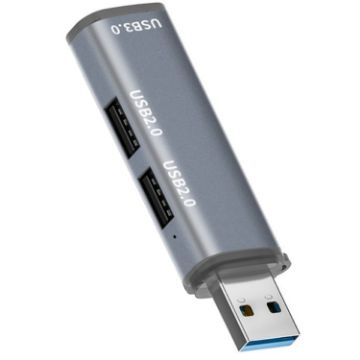 ADS-302A 3 in 1 USB Hub Expansion Station USB 3.0/2.0 Adapter Grey - 1