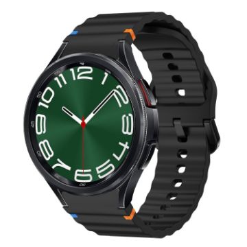 Samsung Galaxy Watch 6 Classic Black Wave Pattern Silicone Band - 1