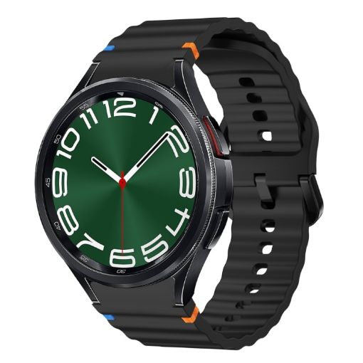 Samsung Galaxy Watch 6 Classic Black Wave Pattern Silicone Band - 1