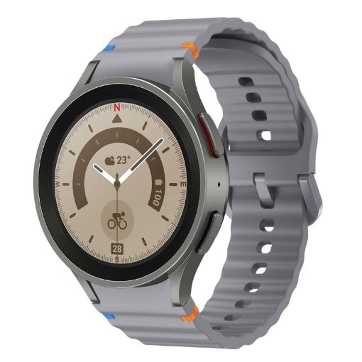 Samsung Galaxy Watch 5 Pro Dark Gray Wave Pattern Silicone Band - 1