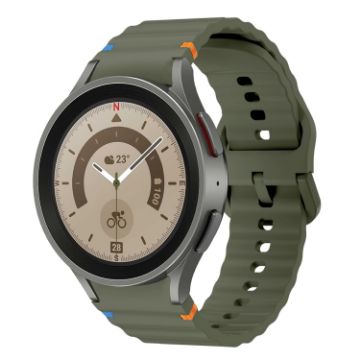 Samsung Galaxy Watch 5 Pro Army Green Wave Pattern Silicone Band - 1