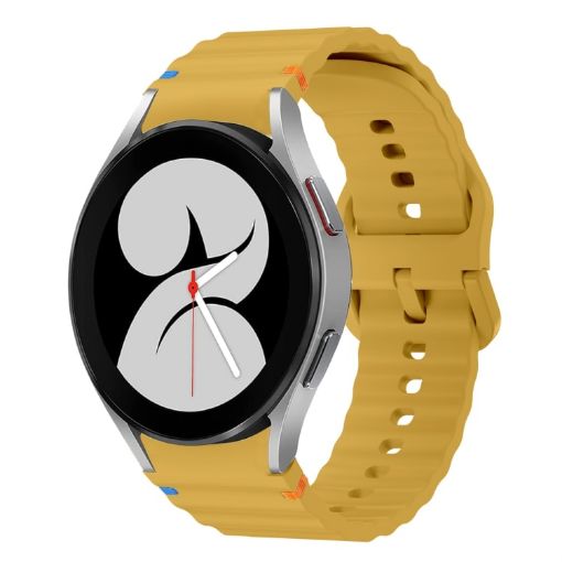 Samsung Galaxy Watch 4 40/44mm Yellow Wave Pattern Silicone Band - 1
