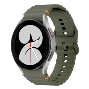 Samsung Galaxy Watch 4 40/44mm Army Green Wave Silicone Band - 1