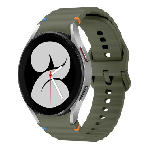 Samsung Galaxy Watch 4 40/44mm Army Green Wave Silicone Band - 1