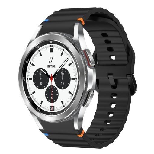 Samsung Galaxy Watch 4 Classic 42/46mm Black Silicone Wave Band - 1