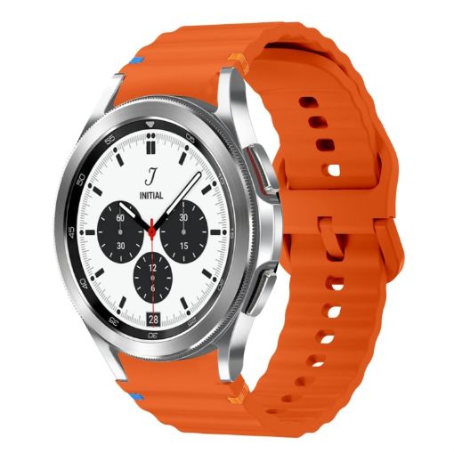 Samsung Galaxy Watch 4 Classic 42/46mm Orange Silicone Band Wave Pattern - 1