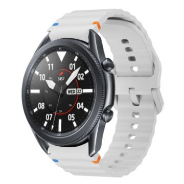 Samsung Galaxy Watch3 41mm Light Gray Wave Pattern Silicone Band - 1