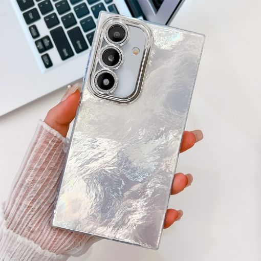 Samsung Galaxy A55 5G Glitter TPU Case with Lens Film - White Tinfoil - 1