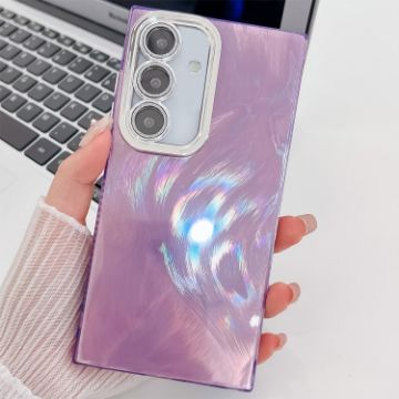 Samsung Galaxy A35 5G Glitter TPU Case with Lens Film - Purple Feather Yarn - 1