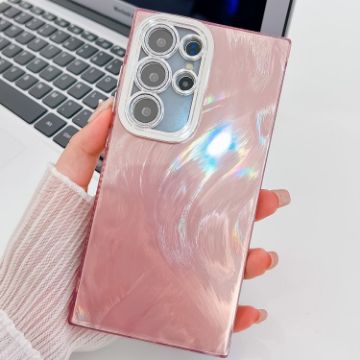 Samsung Galaxy S24 Ultra 5G Glitter TPU Case with Lens Film - Pink Feather - 1