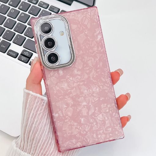 Samsung Galaxy A25 5G Glitter TPU Case with Lens Film - Pink Shell Pattern - 1