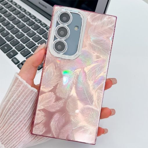 Samsung Galaxy A16 5G Pink Feathers Glitter TPU Case with Lens Film - 1