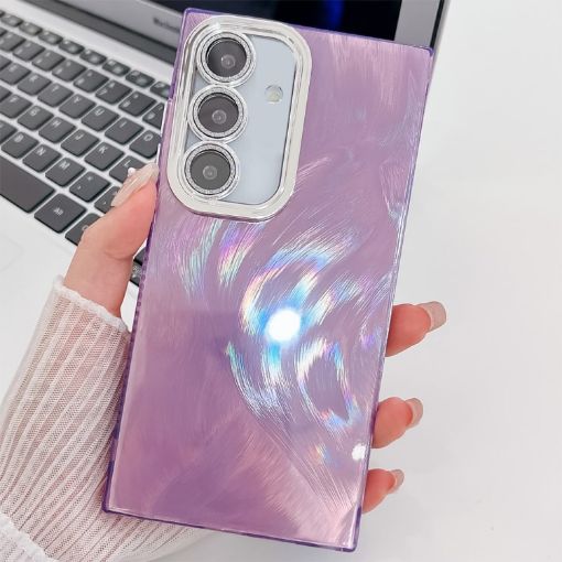 Samsung Galaxy A16 5G Glitter TPU Case with Lens Film - Purple Feather Yarn - 1