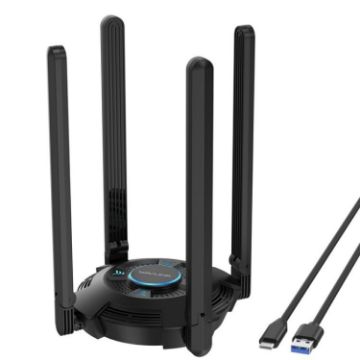 WAVLINK WN695X2 AX5400 USB WiFi 6 Dongle, Tri-Band Adapter, 4 Antennas - 1