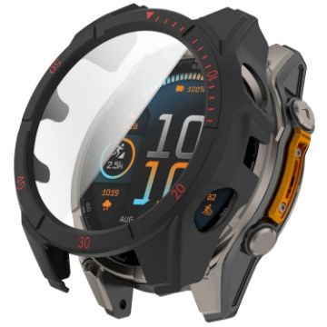 Garmin Fenix 8 AMOLED 51mm Tempered Glass PC Watch Case Black Red - 1