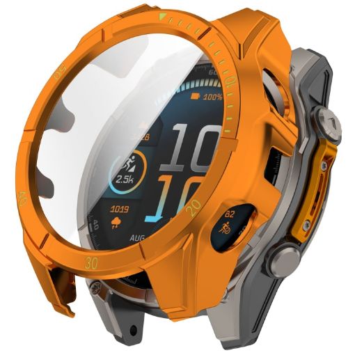Garmin Fenix 8 AMOLED 43mm Tempered Glass PC Watch Case Orange Green - 1