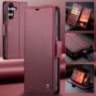 Samsung Galaxy S25 5G CaseMe 023 Butterfly Buckle RFID Leather Case Red - 8