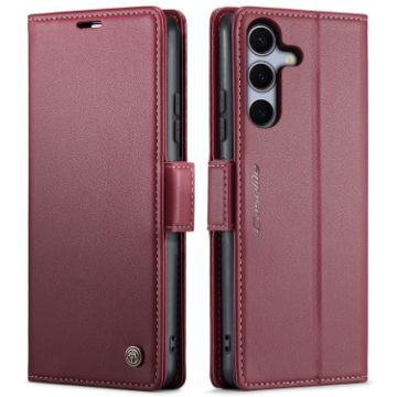 Samsung Galaxy S25+ 5G CaseMe 023 Butterfly Buckle Leather Case Red - 1