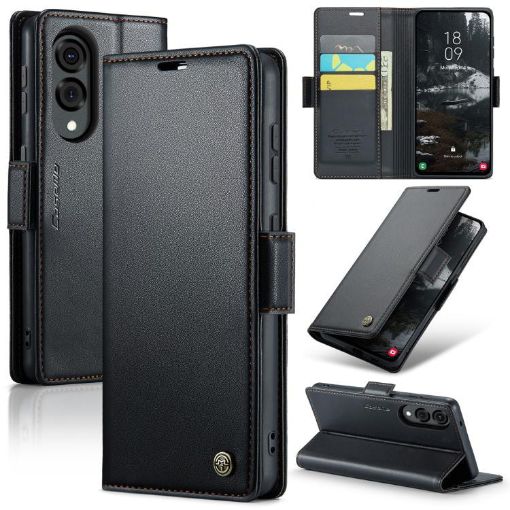 Samsung Galaxy S25 Edge 5G CaseMe 023 Leather Phone Case Black - 1