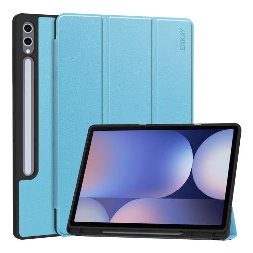 Samsung Galaxy Tab S10+/S9+/S9 FE+ Light Blue Tri-fold Case with Pen Slot - 1