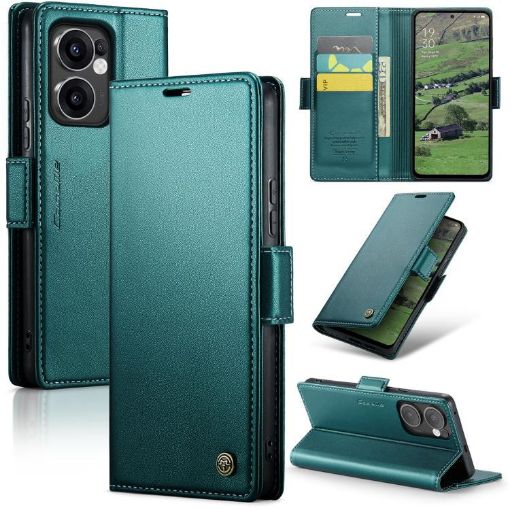OPPO Reno13 F 4G/5G CaseMe 023 Green Butterfly Leather Phone Case - 1