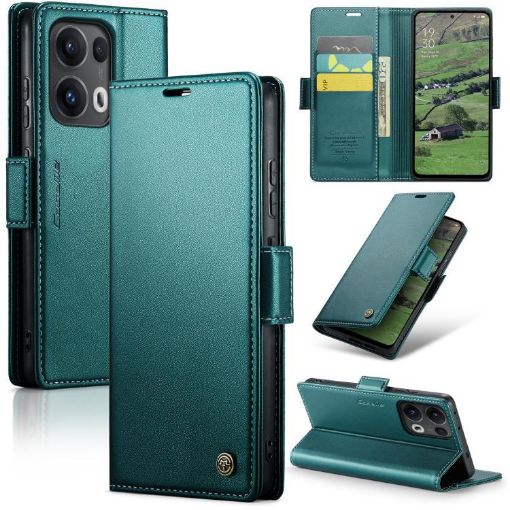 OPPO Reno13 Pro CaseMe 023 Green Leather RFID Anti-theft Phone Case - 1