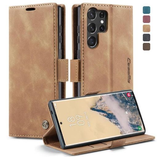 Samsung Galaxy S25 Ultra 5G CaseMe 013 Flip Leather Case - Brown - 1
