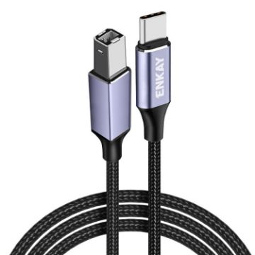 ENKAY ENK-CB170 USB C to USB 2.0 B Printer Scanner Cable 0.5m Nylon - 1