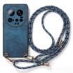 Xiaomi 15 Ultra Vintage Leather Phone Case with Crossbody Strap - Blue - 2