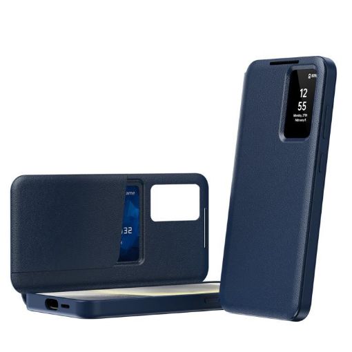 Samsung Galaxy S22 5G Leather Case with Card Slot - Blue - 1
