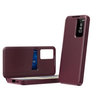 Samsung Galaxy S22+ 5G Red Leather Case with Card Slot & Smart View - 1
